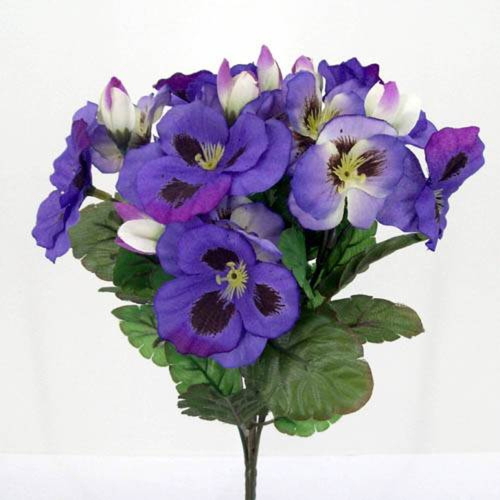 Purple Silk Pansies 25cm Artificial Flowers